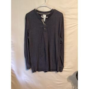 2542 NWOT Hanes Beefy Long Sleeve Gray Henley 1/4 Button Size Medium